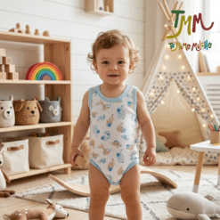 Body Musculosa Animalitos Celeste