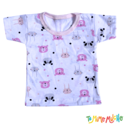 Conjunto Remera y Short  Caras animalitos Rosa - Imagen 2