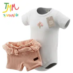 Conjunto Body Florcita + Short Rosa Claro BIG BAY