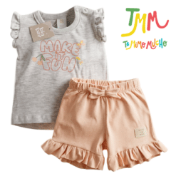 Conjunto Remera FUN+ Short  Melange y Rosa BIG BAY