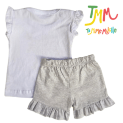 Conjunto Remera FUN+ Short Blanco y Melange BIG BAY - Imagen 3