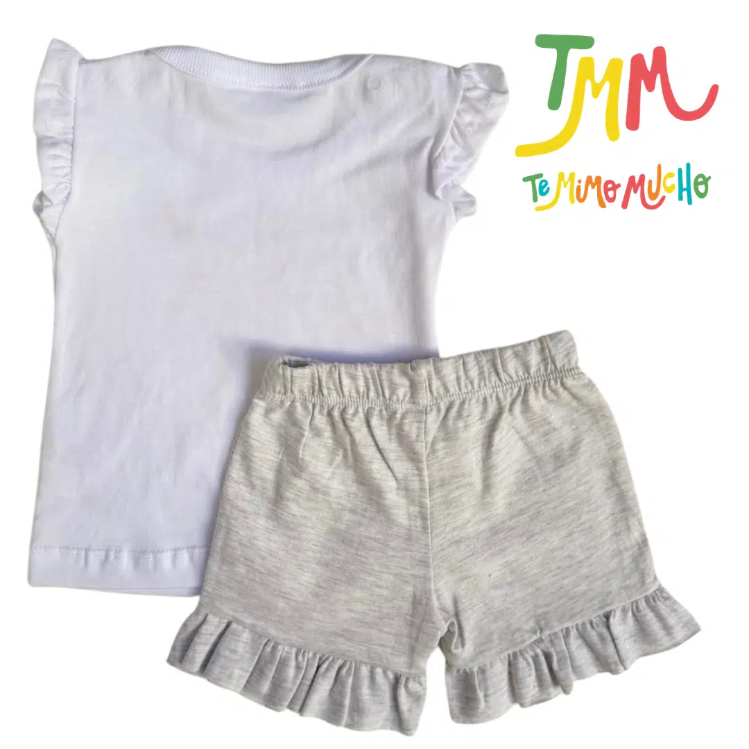 Conjunto Remera FUN+ Short Blanco y Melange  BIG BAY - Imagen 2