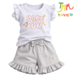 Conjunto Remera FUN+ Short Blanco y Melange  BIG BAY