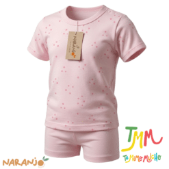 Conjunto Pijama Estrellitas  Remera + short Rosa Naranjo