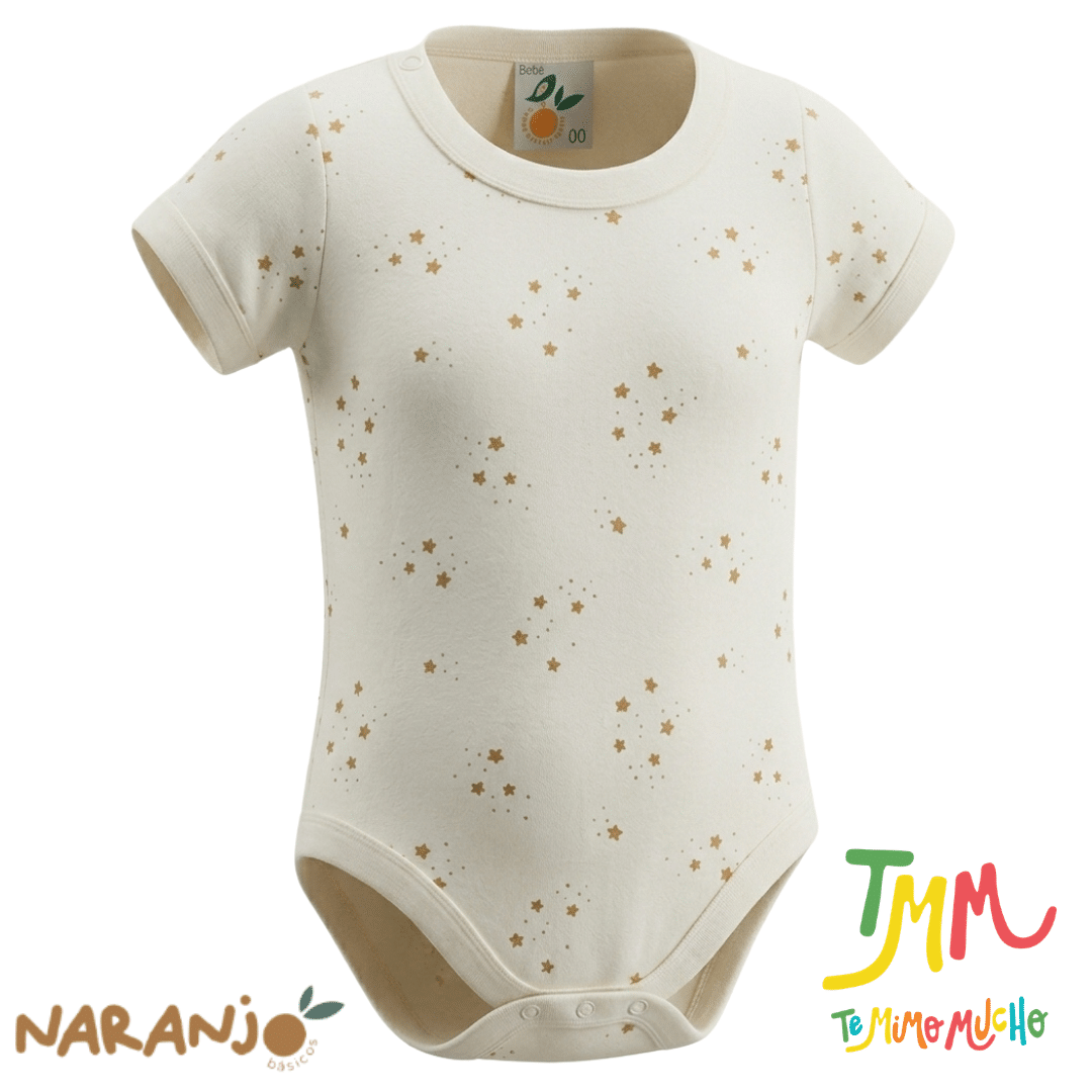 Body NARANJO ESTRELLITAS Crudo Manga Corta