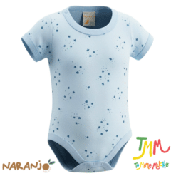 Body NARANJO ESTRELLITAS Celeste Manga Corta
