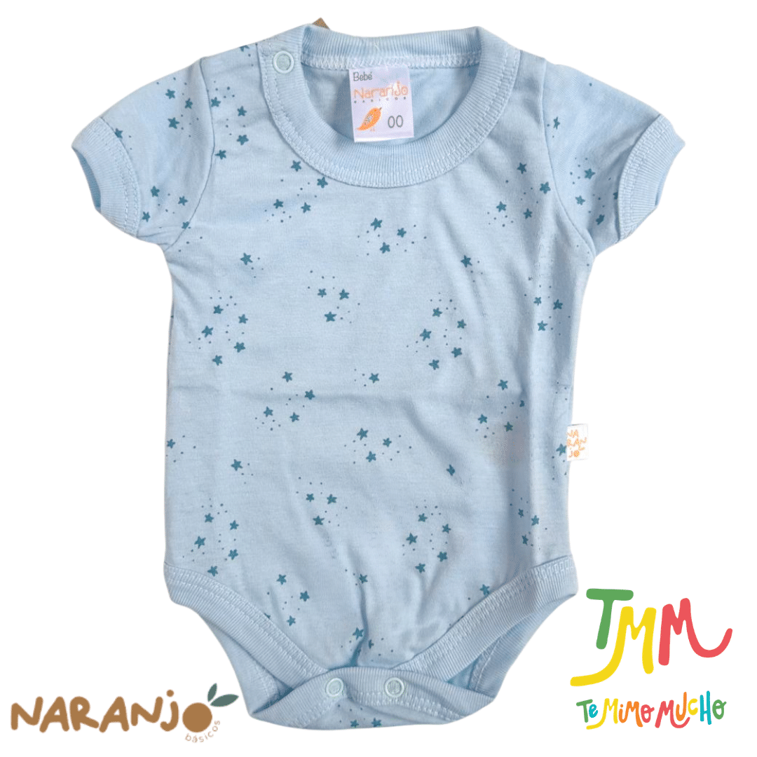 Body NARANJO ESTRELLITAS Celeste Manga Corta - Imagen 2