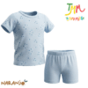 Conjunto Pijama Estrellitas  Remera + short Celeste Naranjo