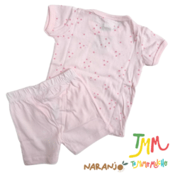 Conjunto Pijama Estrellitas Remera + short Rosa Naranjo - Imagen 3