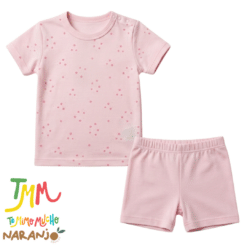 Conjunto Pijama Estrellitas  Remera + short Rosa Naranjo