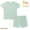 Conjunto Pijama Estrellitas  Remera + short Verde Naranjo