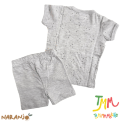 Conjunto Pijama Estrellitas  Remera + short Melange Naranjo - Imagen 3