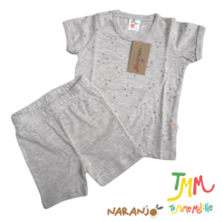 Conjunto Pijama Estrellitas  Remera + short Melange Naranjo - Imagen 2