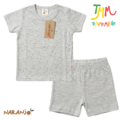 Conjunto Pijama Estrellitas  Remera + short Melange Naranjo