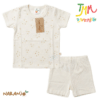 Conjunto Pijama Estrellitas  Remera + short Crudo Naranjo
