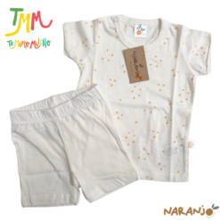 Conjunto Pijama Estrellitas  Remera + short Crudo Naranjo - Imagen 2