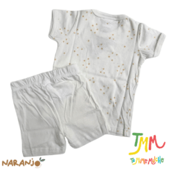 Conjunto Pijama Estrellitas  Remera + short Crudo Naranjo - Imagen 3