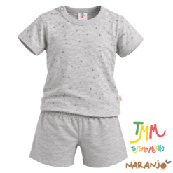 Conjunto Pijama Estrellitas  Remera + short Melange Naranjo