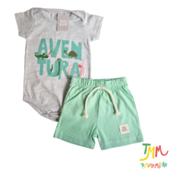 Conjunto body y short Aventura Melange y Verde - Imagen 2