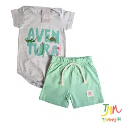 Conjunto body y short Aventura Melange y Verde - Imagen 2