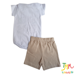 Conjunto body y short Aventura Blanco y Marron - Imagen 3