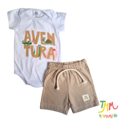 Conjunto body y short Aventura Blanco y Marron - Imagen 2