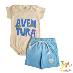 Conjunto body y short Aventura Beige y Celeste - Imagen 4