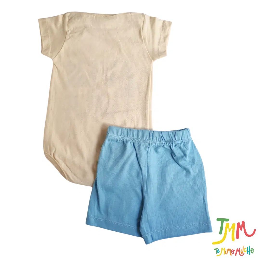 Conjunto body y short Aventura Beige y Celeste - Imagen 5