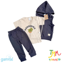 Conjunto Camperita chaleco y Pantalon + Remera manga corta - Negro - Gamisé