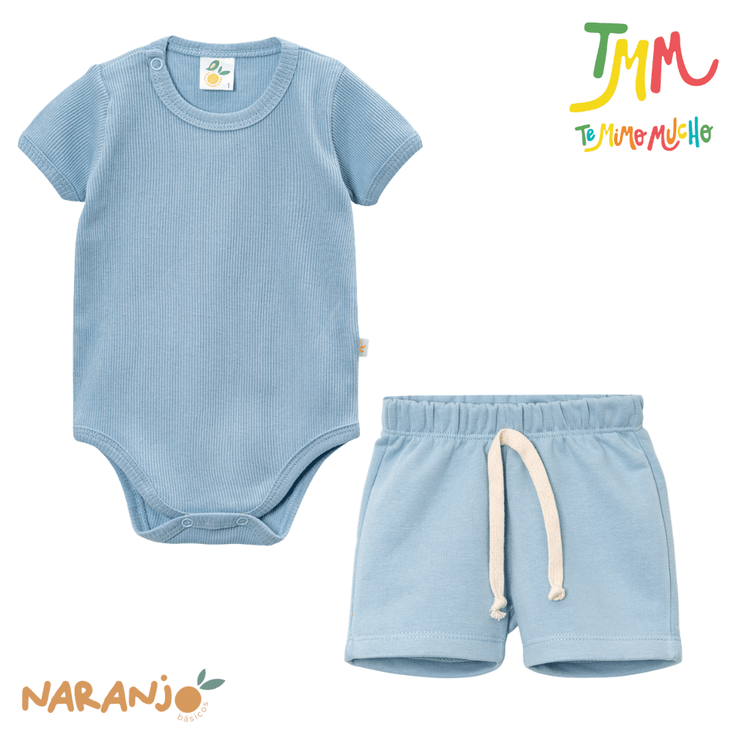 Conjunto Body + short Celeste Naranjo
