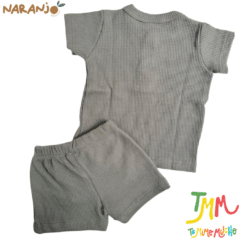 Conjunto Wafle Remera + short Verde Naranjo - Imagen 3