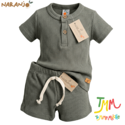 Conjunto Wafle Remera + short Verde Naranjo