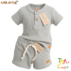 Conjunto Wafle Remera + short Gris Naranjo