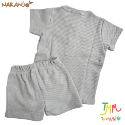 Conjunto Wafle Remera + short Gris Naranjo - Imagen 3
