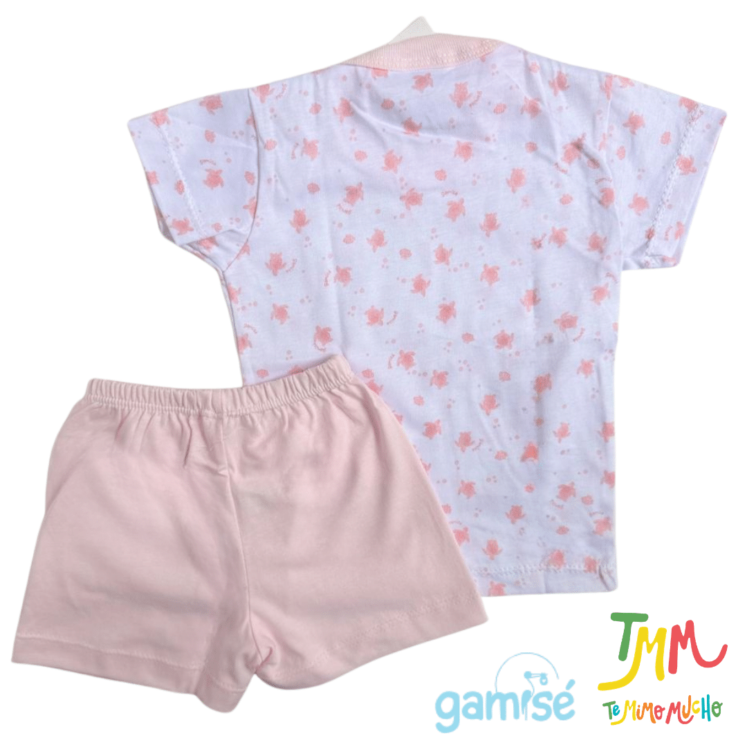 Conjunto Pijama Tortuguitas Remera + short Rosa Gamisé - Imagen 3
