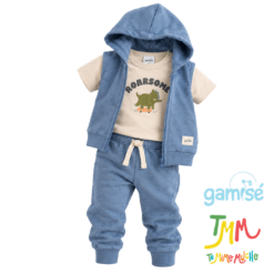 Conjunto Camperita chaleco y Pantalon + Remera manga corta - Azul - Gamisé
