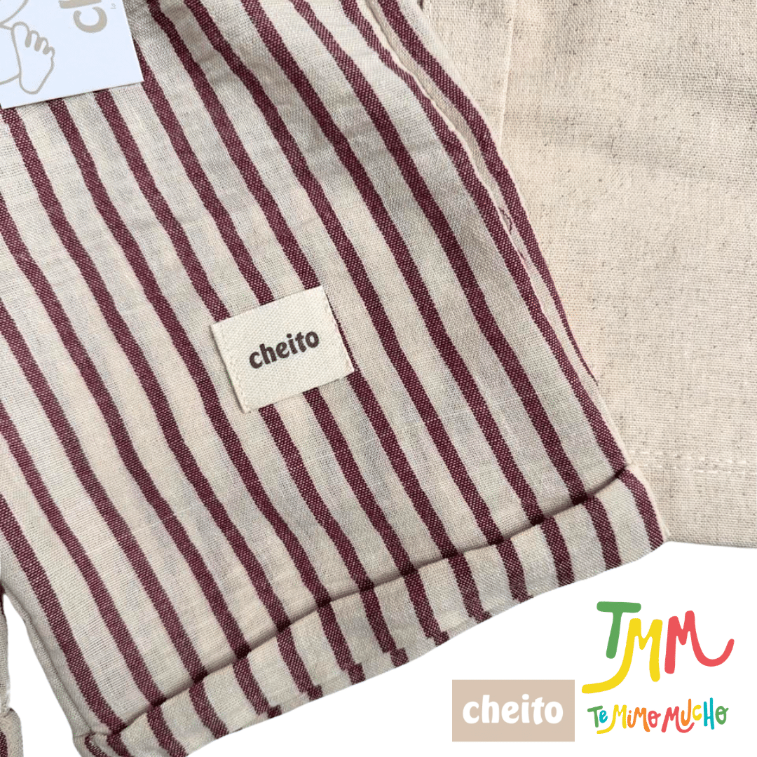 Conjunto Camisa Camel y Short Rojo Lino - Cheito - Imagen 3