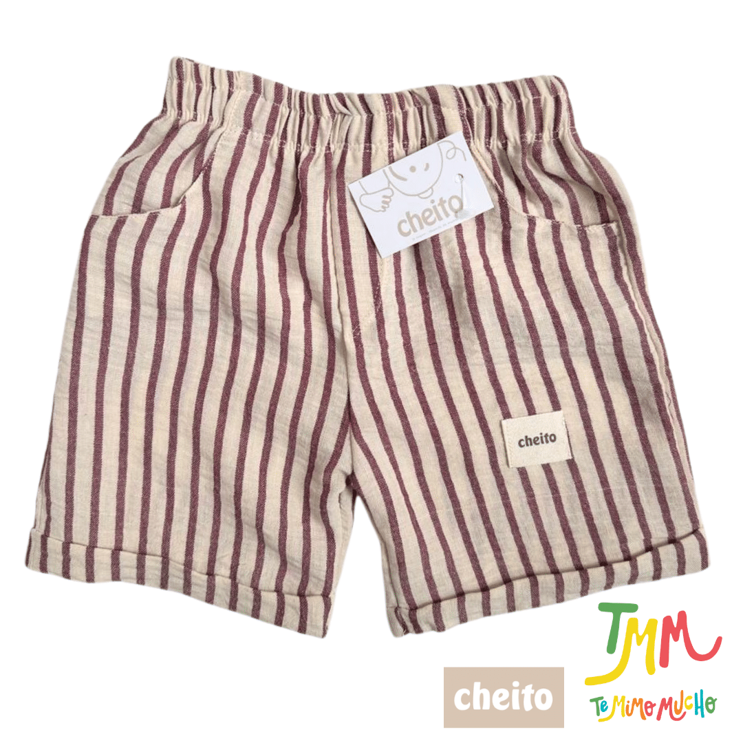 Conjunto Camisa Camel y Short Rojo Lino - Cheito - Imagen 6