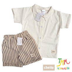 Conjunto Camisa Blanca y Short Lino Azul  - Cheito