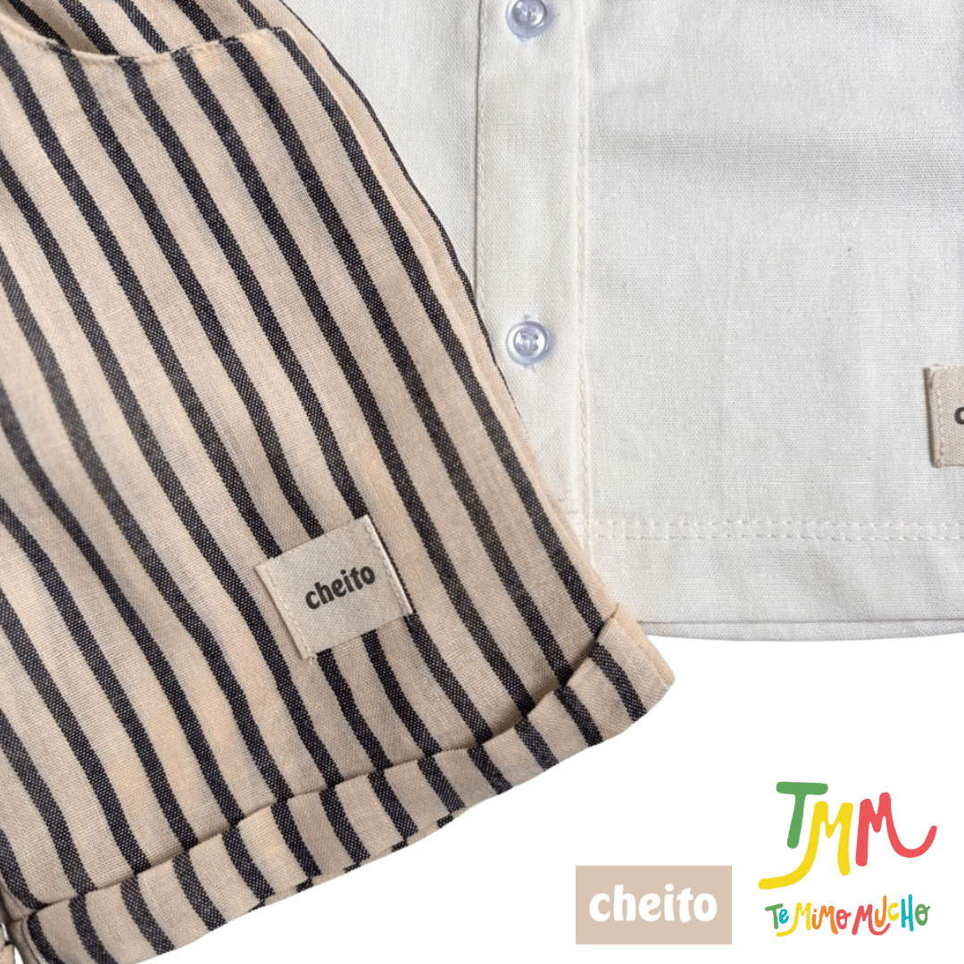 Conjunto Camisa Blanca y Short Lino Azul - Cheito - Imagen 3