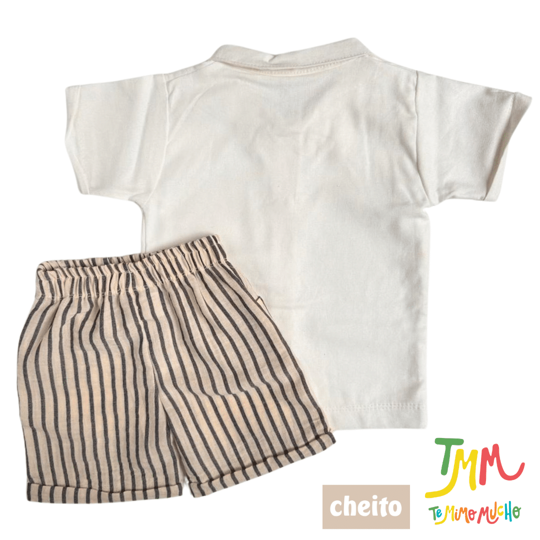 Conjunto Camisa Blanca y Short Lino Azul - Cheito - Imagen 2