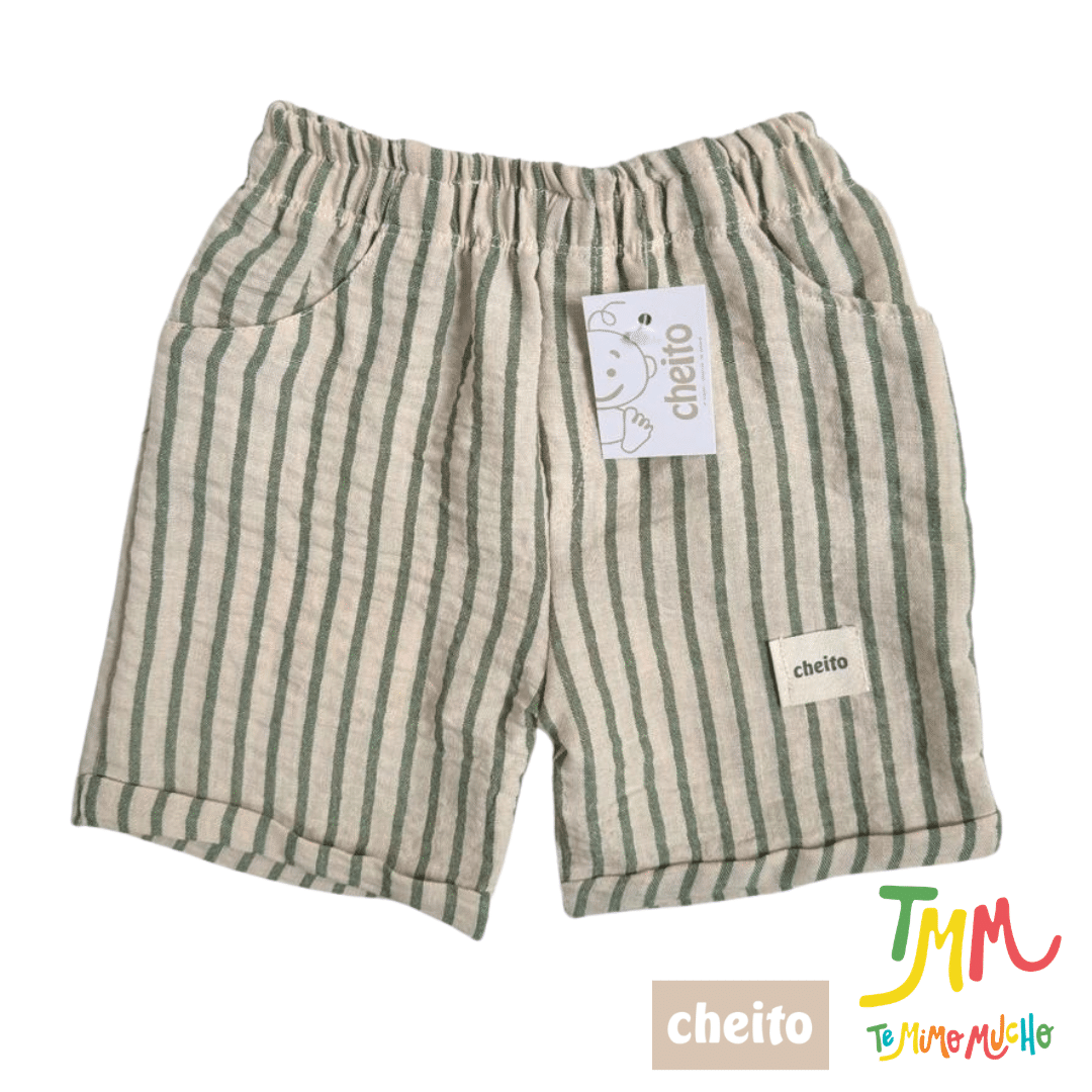 Conjunto Camisa Blanco y Short Verde Lino - Cheito - Imagen 4