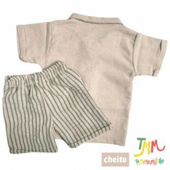 Conjunto Camisa Camel y Short Verde Lino - Cheito - Imagen 2