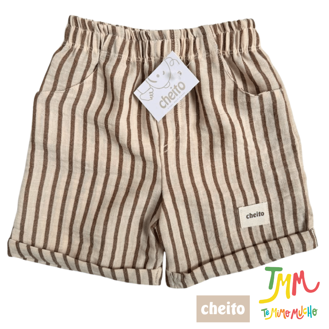 Conjunto Camisa Blanca y Short Marron Lino - Cheito - Imagen 3