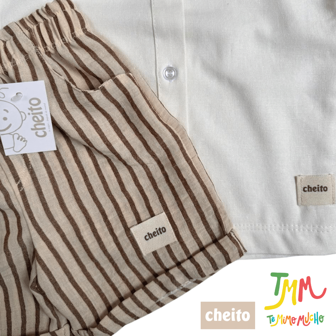 Conjunto Camisa Blanca y Short Marron Lino - Cheito - Imagen 4