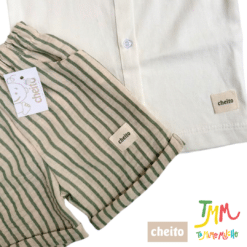 Conjunto Camisa Blanco y Short Verde Lino - Cheito - Imagen 5