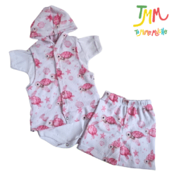 Conjunto Tortuguitas Rosa - Chaleco, Body y Short