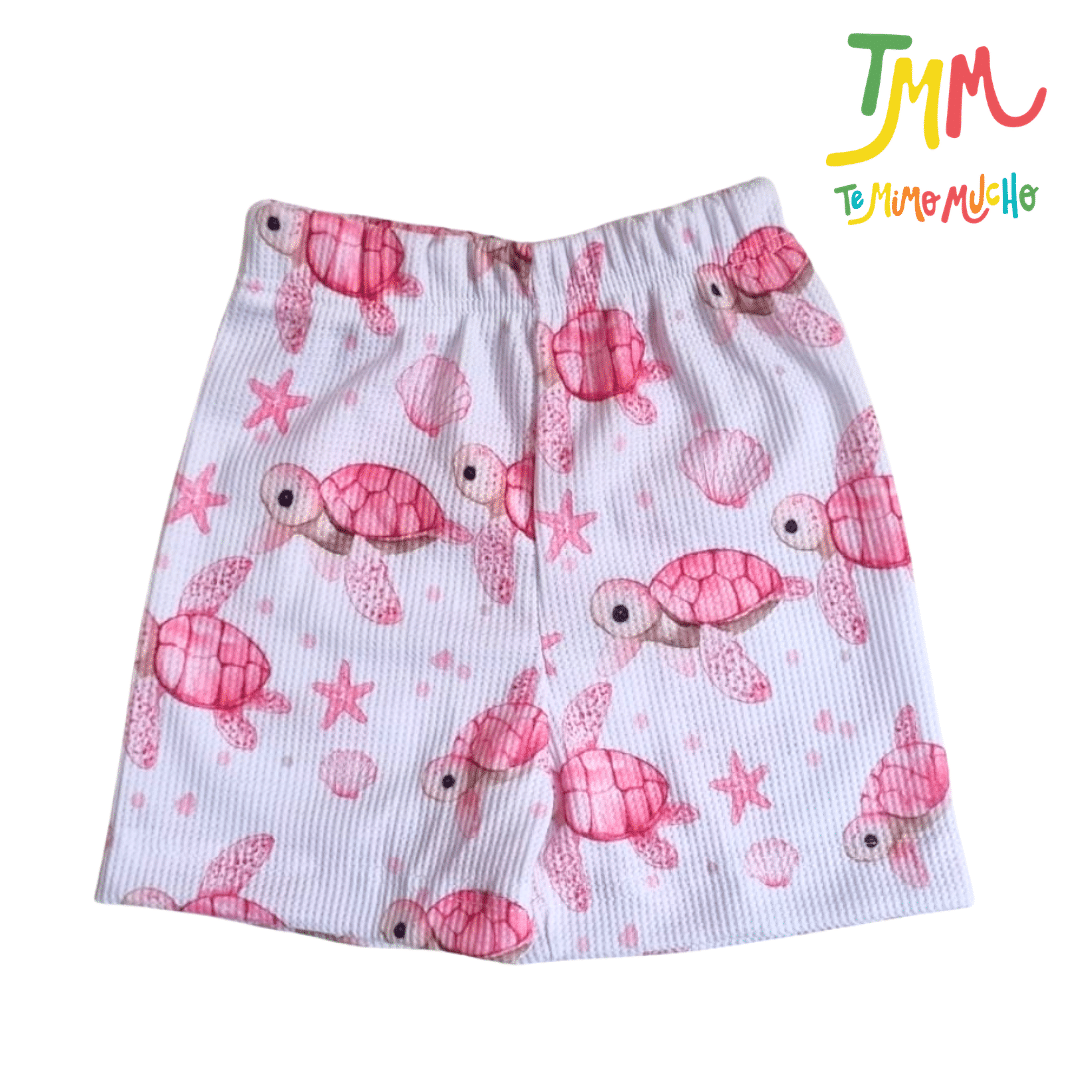 Conjunto Tortuguitas Rosa - Chaleco, Body y Short - Imagen 4