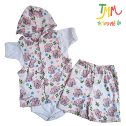 Conjunto Elefantes Crudo - Chaleco, Body y Short