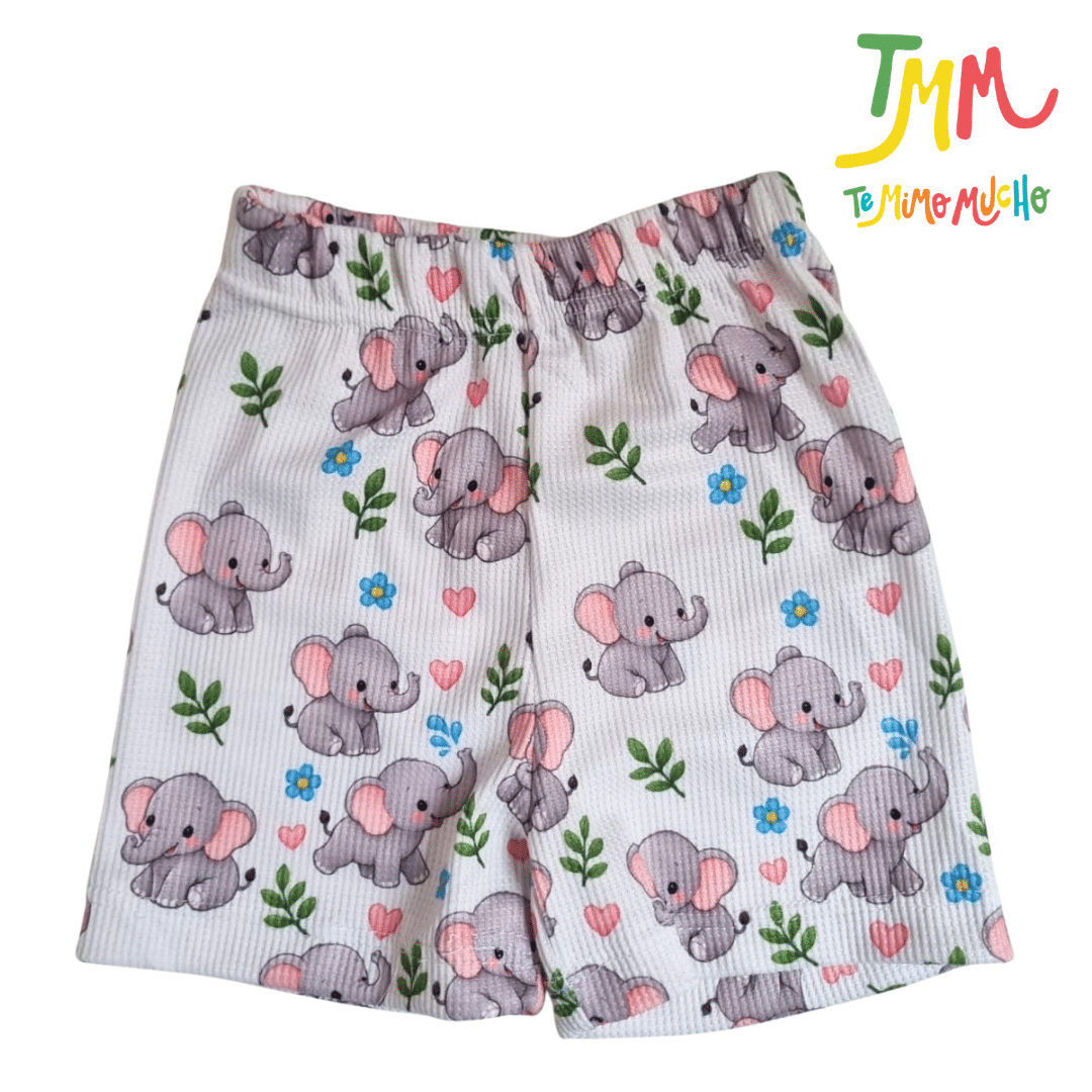 Conjunto Elefantes Crudo - Chaleco, Body y Short - Imagen 4
